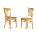 East West Furniture East West Furniture GRC-OAK-W Set Of 2 Groton Dining Chair With Wood Seat In Oak Finish GRC-OAK-W